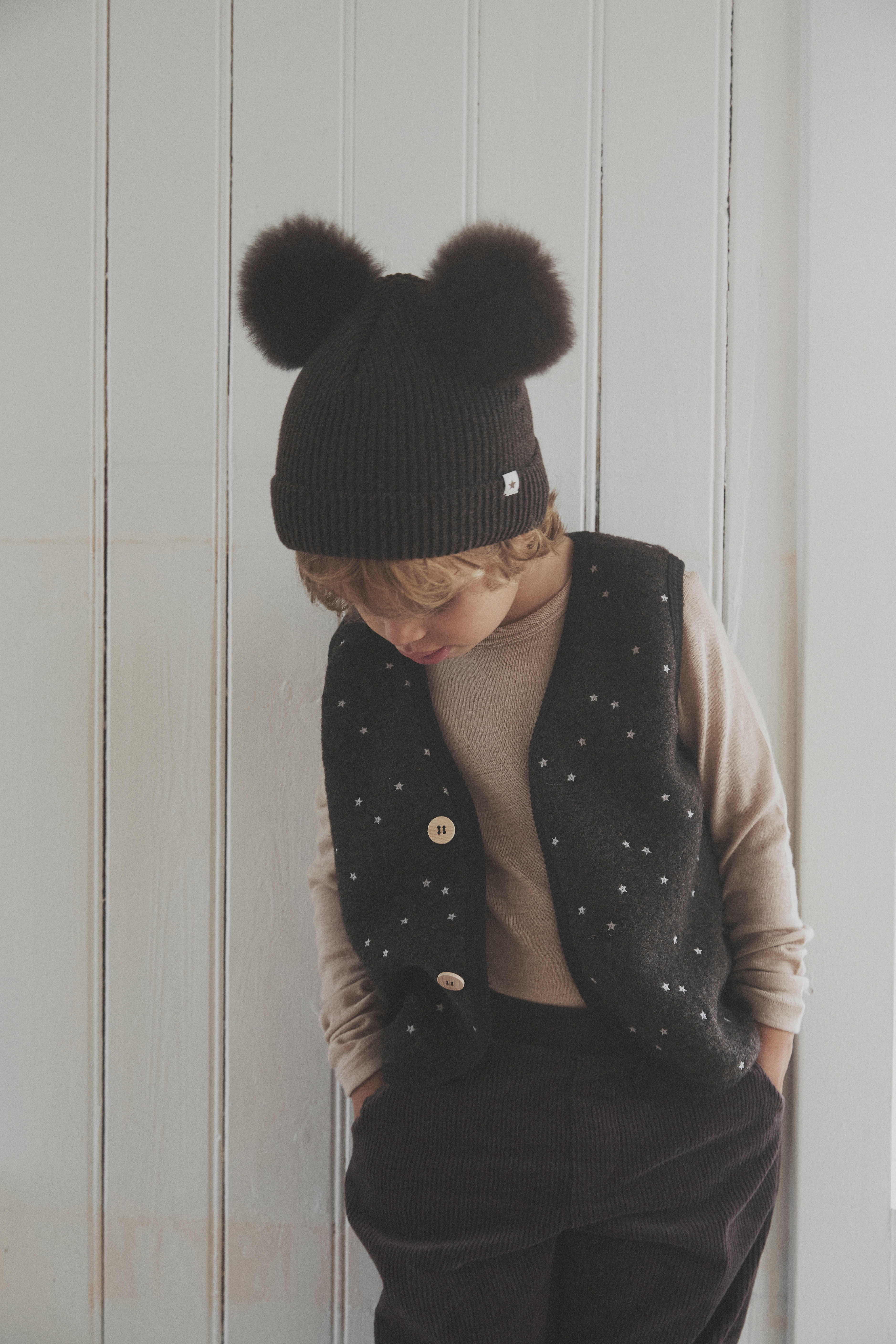 Huttelihut Beanie Wool Knit Pompoms